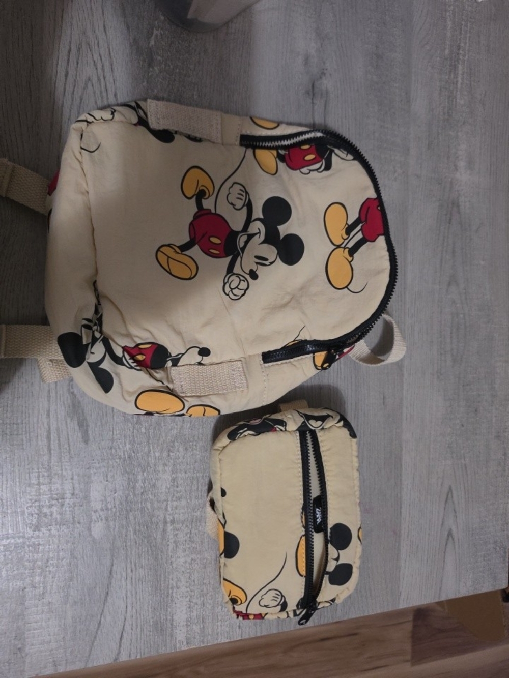 ZARA, Baby Disney Cream Mickey Mouse Backpack with Matching Pouch